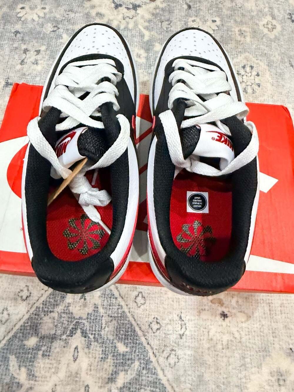 Nike Court Vision Low Next Nature Sneakers Black White Red- 7W/5.5Y - Picture 7 of 10